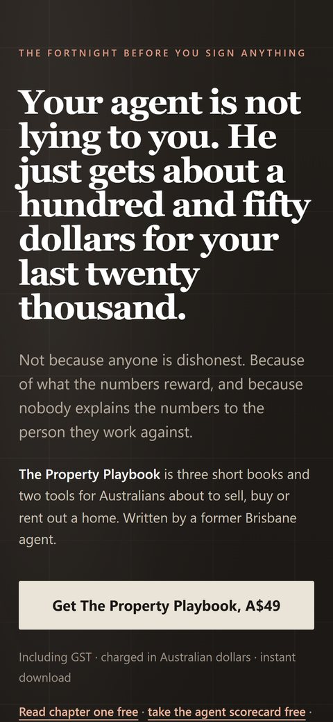 The same page at phone width.