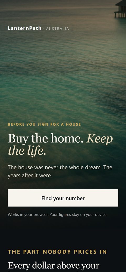 The same page at phone width.