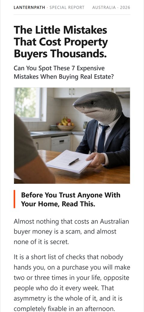 The same page at phone width.