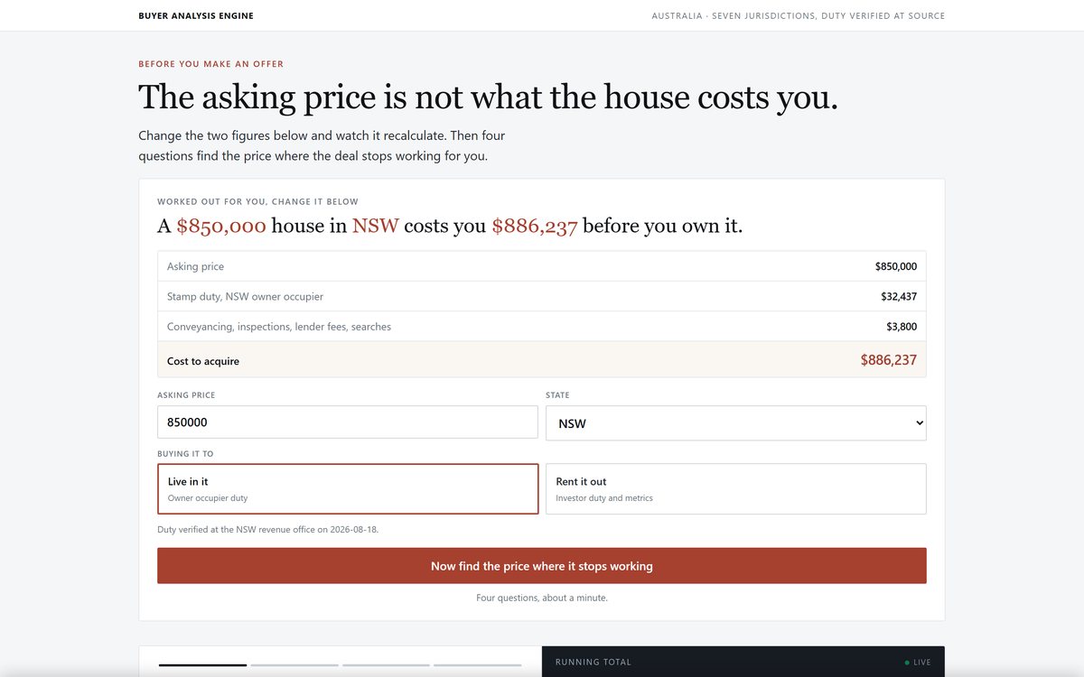 A stepped calculator interface on a light background.