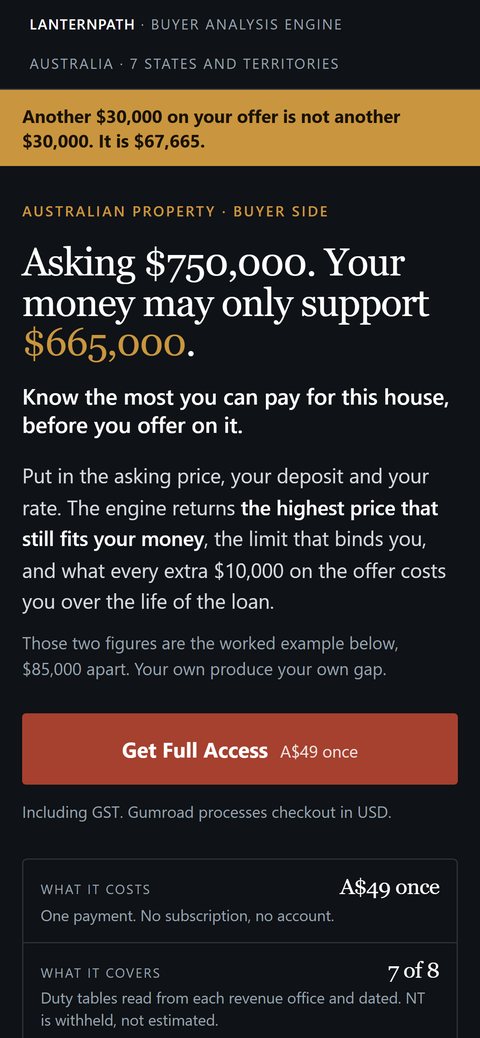The same page at phone width.